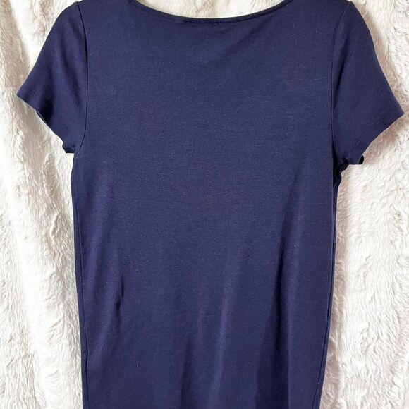 RALPH LAUREN SIZE XL navy blue cotton & lyocell t-shirt with embroidered logo - Picture 4 of 7